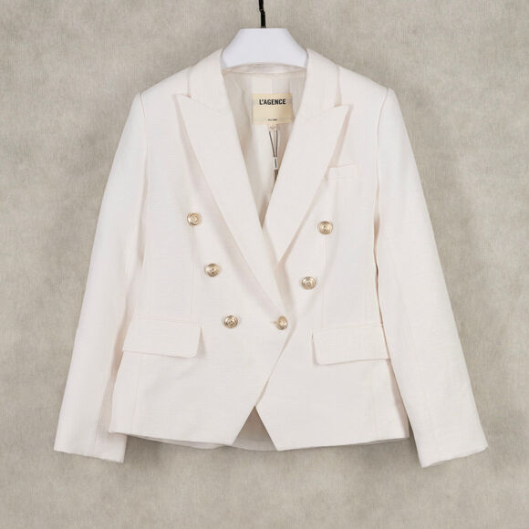 L'Agence Women Kenzie Double Breasted Blazer Ivory Size 4 NWT - Picture 1 of 7